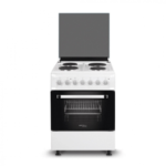 فرن ماستر جاز فري ستاند - 4 عيون كهرباء - 2 عين إشعال سريع - سعة 70 لتر - أبيض